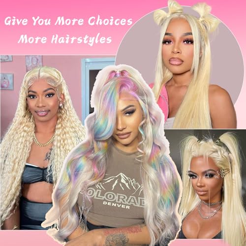 32 Inch 613 Lace Front Wig Human Hair 200 Density Blonde Wig Human Hair 13X6 Body Wave HD Lace Front Wigs Human Hair Pre Plucked 10A Blonde 613 HD Transparent Lace Frontal Glueless Wigs For Women