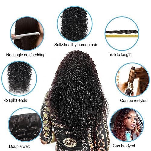 Kinky Curly Bundles Human Hair Curly Weave Brazilian Virgin Hair Full Head Natural Black Curly Hair Bundles Can Be Dyed 3 Bundles Human Hair Total 300g 18 20 22 Inch
