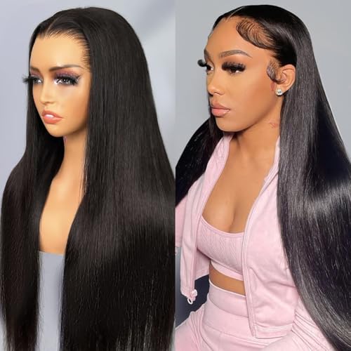 ISEE Straight Lace Front Wigs Human Hair 13x6 HD Lace Frontal Glueless Wigs for Women 180% Density Pre Plucked Pre-cut Lace Natural Hairline 20 Inch
