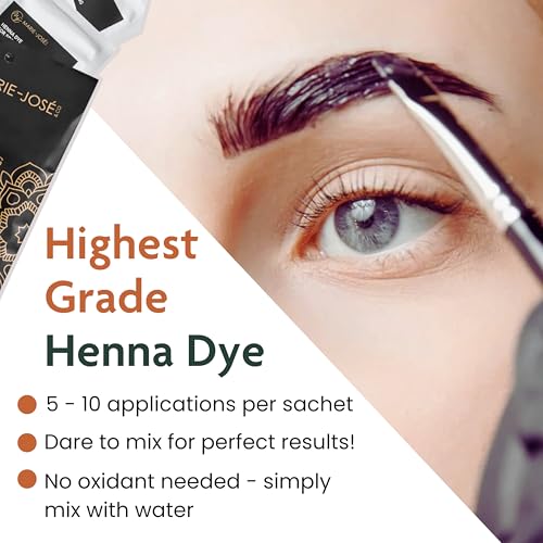 Marie-Jos? & Co Henna Make-Up Coloring Set - Professional Henna Powder for Spot Coloring - Good for 50 Applications (Medium Brown)
