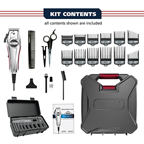 Wahl USA Pro Ultra Quiet High Torque Corded Hair Clipper for Ultra Quiet Operation and Cooler Operating Temperatures, Metal Housing with Bonus Hair Clipping Guard Caddy - Model 3000097