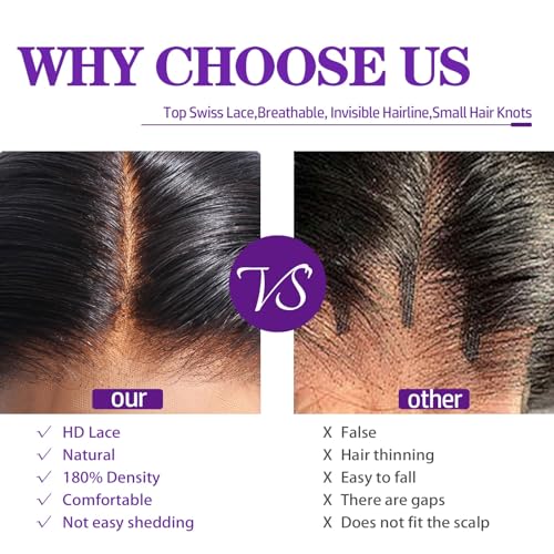 Body Wave Lace Front Wigs Human Hair Pre Plucked 13x4 HD Glueless Lace Frontal Wigs for Women 180 Dentisy Brazilian Human Hair Lace Front Wigs with Baby Hair Natural Black 28 Inch