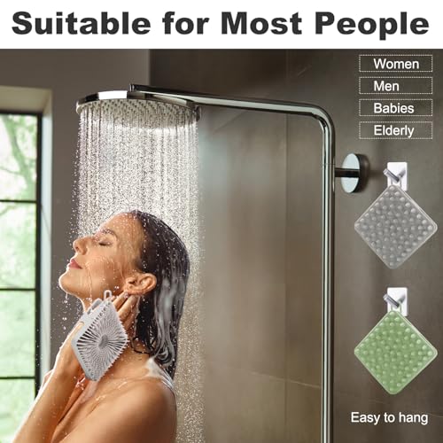 Silicone Body Scrubber, Silicone Loofah Double-Sided Body Brush,Silicone Shower Scrubber and Scalp Massager Shampoo Brush for Sensitive Kids Women Men All Kinds of Skin (Grass Green)