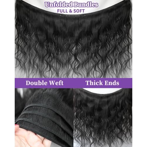 DJFG 12A Human Hair Bundles with Closure Body Wave 20 22 24+18 Inch 5x5 HD Frontal Body Wave Bundles Human Hair Real 100% Raw Unprocessed Brazilian Virgin Sew in Quick Weave Natural Black Deals
