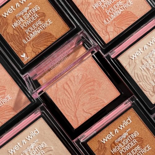 wet n wild MegaGlo Highlighting Powder, Highlighter Makeup, Shimmer Glow, Pink Rose Gold Blossom Glow