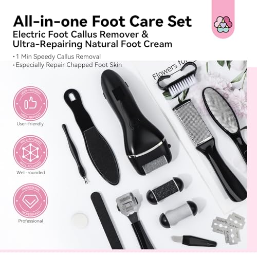 SAVILAND 2024 Electric Feet Callus Remover with Ultra-Repair Foot Cream 120 g: Rechargeable Portable Electric Callus Remover for Feet Professional Pedicure Care Kit for Cracked Dead Skin