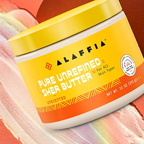 Alaffia EveryDay Shea Authentic Shea Butter, All Skin Types, Help Moisturize and Soften Skin with Shea Butter, Unscented, (2 Pack-11 Fl Oz Ea)