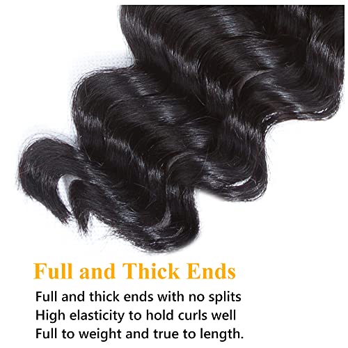 QTHAIR 16A Brazilian Loose Deep Wave Bundle 100% Unprocessed Brazilian Virgin Human Hair Bundles Loose Deep Curly Human Hair Weave Wet and Wavy Curly Hair 1 Bundle 30 inch