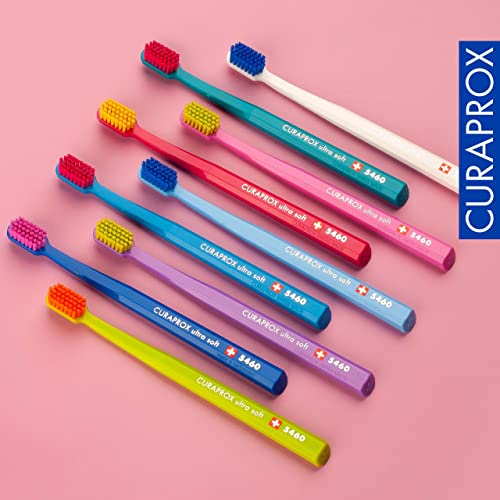 Curaprox CS 5460 Ultra-Soft Toothbrush ? for Sensitive Teeth & Gums | Gentle Plaque Removal | 3-Pack |Random Colour