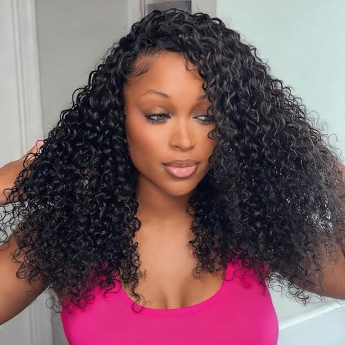 Half Wig Human Hair 200% Density Water Wave Glueless Wigs Human Hair 3 in 1 Drawstring Seamless Flip Over With Adjustable String Invisible Hairline Beginner Friendly Headband Wig 18 Inch
