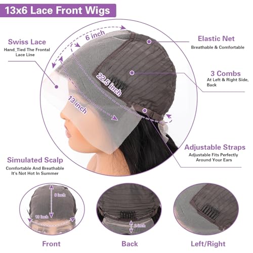 Body Wave Lace Front Wigs Human Hair 13x6 HD Lace Frontal Wigs Human Hair for Women Pre Plucked with Baby Hair Natural Hairlin 34 Inch 180% Density