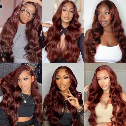 30 Inch Reddish Brown Lace Front Wigs Human Hair 13x6 Body Wave Lace Front Wig 180% Density #33 Glueless Wigs Human Hair with Baby Hair Pre Plucked
