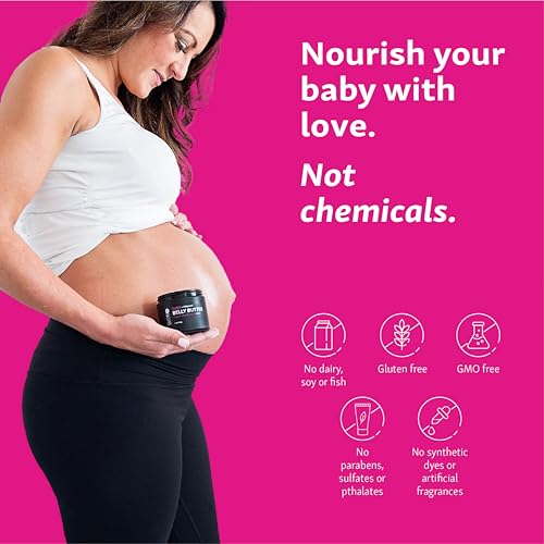 Glow Organics Belly Butter for Pregnancy, 100% Organic Stretch Mark Cream, Maternity Skincare for Itchy Skin & Scars, Safe Daily Ritual for Moms, 3.8oz