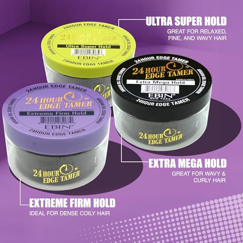 EBIN NEW YORK 24 Hour Edge Tamer Ultra Super Hold 6.34 fl.oz/180ml No Flaking, Smooth Shine, Argan & Castor Oil, Strong Edge Control Gel, Edge gel