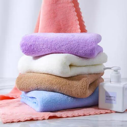 Microfiber Washcloths 5 Pack 29.5" x 13.8" Soft Feel Fingertip Towels quick Drying Coral Velvet Wash Cloths Ultra Soft, Quick-Drying & Multipurpose Face & Hand Towels for Bathroom, Spa, and Gym Towel.