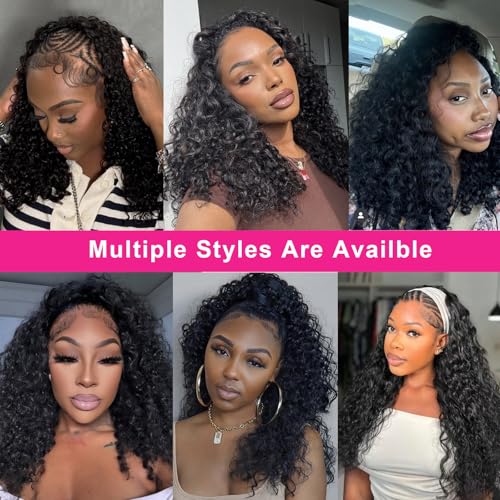 BLG Burmese Water Wave Half Wig Human Hair 250% Density 15A Messy Curly Human Hair Invisible Hairline 3 In 1 Half Wigs 22 Inch Quick Install Wear and Go Drawstring Wig Beginners Friendly Glueless Wigs