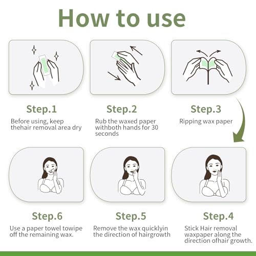Facial Wax Strips for Women ? 98% Natural Formula, Hypoallergenic for Sensitive Skin ? Face Wax Strip for Hair Removal, Gentle & Quick Eyebrow Wax Strips for Upper Lip, Chin, Legs & Bikini Line
