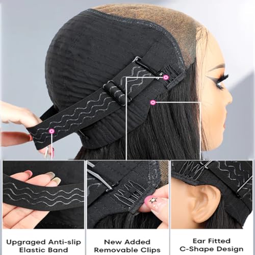 ISEE Hair M Cap 9x6 Bob Wig Human Hair Glueless Wigs Pre Plucked Pre Cut HD Lace Front Glueless Wigs Human Hair 180% Density Short Straight Bob Wigs for Black Women 16 inch