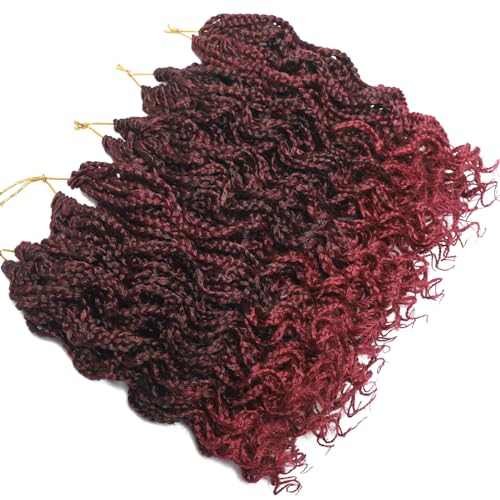 Goddess Box Braids - 150 Strands, Pre Looped, 8Inch Curly, Wavy Crochet Braiding Hair for Women - 5 Packs