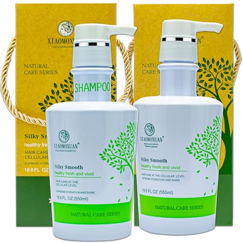 Xiaomoxuan Natural Tea Tree Collagen Shampoo and Vegan Hair Mask Hydrating Set - Deep Conditioner for Dry Damaged Hair, Color-Treated and Bleached Hair Repair - All Hair Types