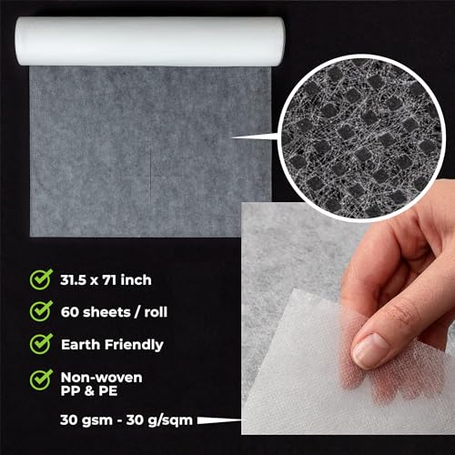 Disposable Massage Bed Cover - 60 Sheets Per Roll, Non-woven Disposable Material - Ideal for Spa, Massage Table, Tattoo, Waxing Table - No Crinkle Table Sheets - 31.5 x 71 Inches (1 Roll)