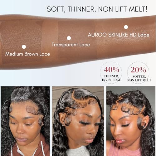 12A 5x5 Skinlike Real HD Lace Closure Only Water Wave Human Hair, 0.09mm Ultra-thin Invisible Curly Swiss HD Lace Closure Wet n Wavy Single Knot Pre Plucked Brazilian Virgin Natural Black 20Inch