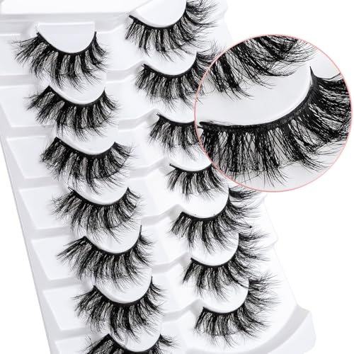 Cat Eye Lashes Wispy Fluffy, 8D Faux Mink 12-18MM (7 Pairs) - Dramatic Volume, Waterproof Lightweight, Daily & Party Wear, Reusable