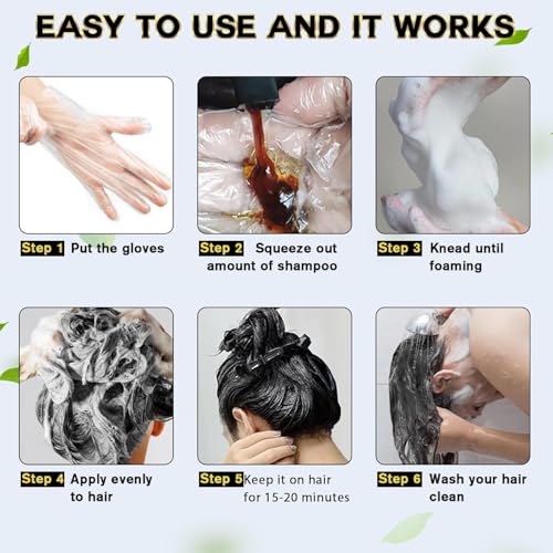 IIIMEIDU Dark Brown Hair Dye Shampoo for Gray Hair, 3 in 1 Herbal Ingredients Natural Shampoo Hair Dye for Women Men, Grey Coverage 500ml