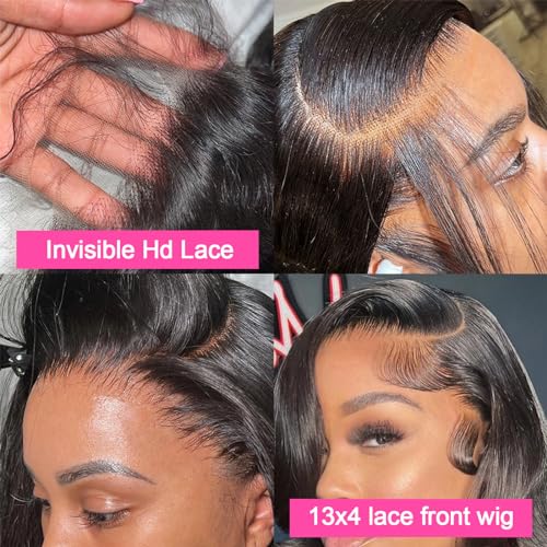 Body Wave Lace Front Wigs Human Hair 13x4 HD Lace Frontal Wigs Human Hair Pre Plucked 180 Density Brazilian Glueless Wigs Human Hair for Women Natural Color 26 Inch