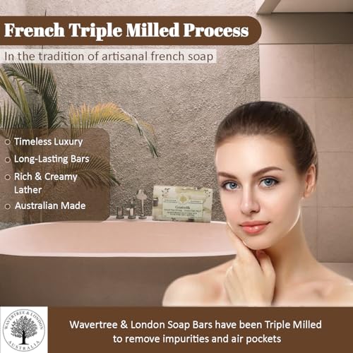 Wavertree & London Goats Milk Scented Natural Soap Bars (Pack of 8), 7oz Moisturizing French Triple Milled Soap Bars enriched with shea butter - Plant Based Bath & Body Bars for All Skin Types