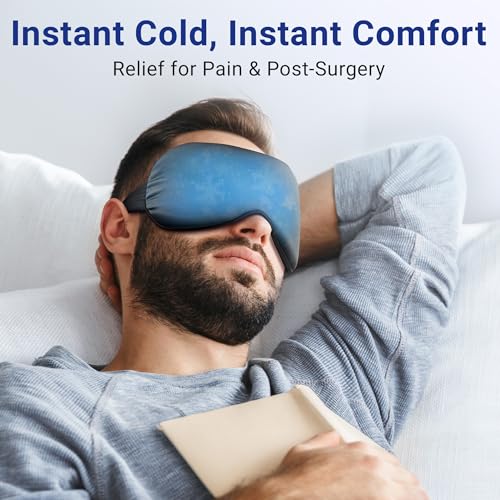 2PCS Cold Eye Mask: Cooling Eye Mask for Puffy Eyes, Headache, Migraines Relief - Cold Compress for Dark Circles, Tired Eyes, After Surgery - Reusable Gel Ice Pack, Weighted Sleep Mask(Black,Purple)