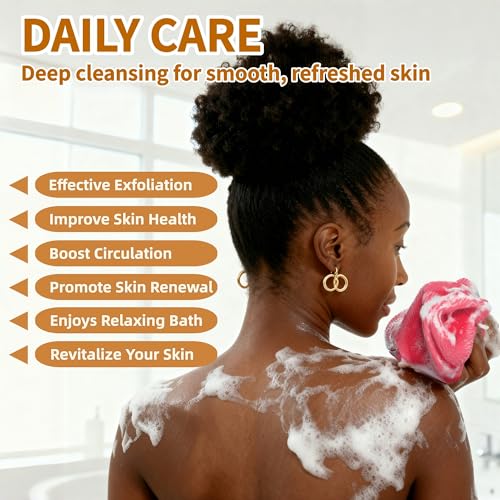 2 Pack Authentic African Net Sponge with Handles, AivaToba Mesh Body Scrubber, Exfoliating Wash Cloths for Body Scrubber, Back Scrub Exfoliating Sponge for Shower Bath, Portable Bath Sponge