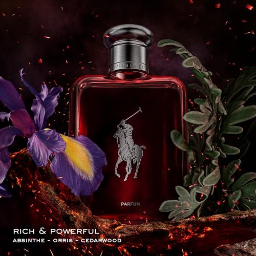 RALPH LAUREN FRAGRANCES Polo Red Parfum - Men's Cologne Set - Ambery & Woody - With Absinthe, Cedarwood, and Musk - Intense Fragrance - Full Size, 4.2 Fl Oz & Travel Size, 1.35 Fl Oz