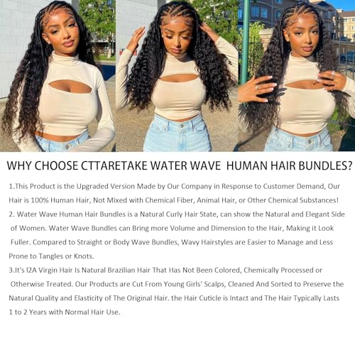 Water Wave Human Hair Bundles 26 28 30 12A Double Weft Deep Curly Wave Bundles 100% Unprocessed Brazilian Virgin Human Hair Natural Black Color Wet And Wavy Hair Extensions