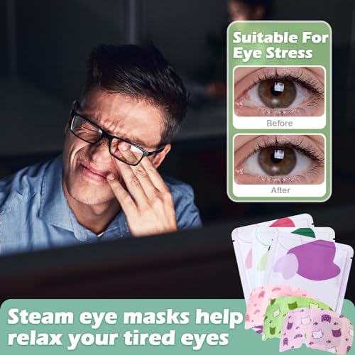 96 Pack Steam Eye Mask Disposable Self Heating Warm Compress for Dry Eyes, Unscented Lavender Rose Scented for Women Men Sleep Spa Travel Relaxing Gift