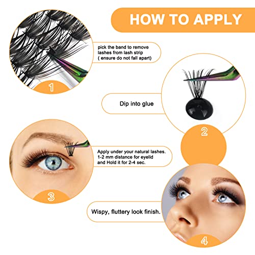 B&Q Lash Clusters 280PCS Natural Eyelash Clusters 40D D 9-16mm Individual Lash Wispy Eyelash Extension with Soft Thin Band Classic Look Pesta?as Postizas Comfortable DIY at Home(40D-D-9-16mm)