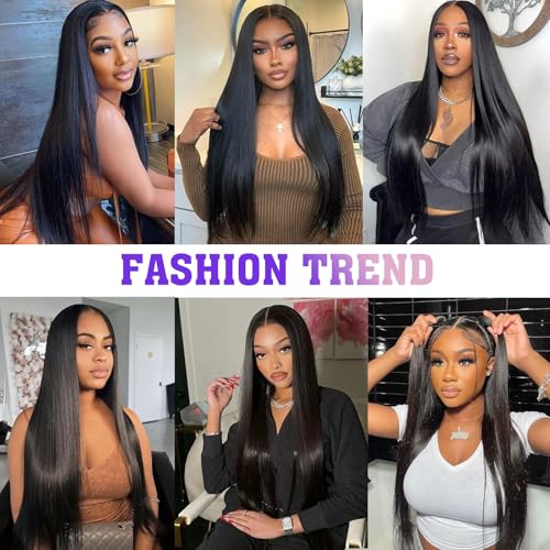 Raw Human Hair Bundles Straight Weave Bundles Human Hair 24 26 28 Inch Long Straight Virgin Hair Soft Silky Glossy Brazilian Remy Bundle Weft Human Hair Extensions