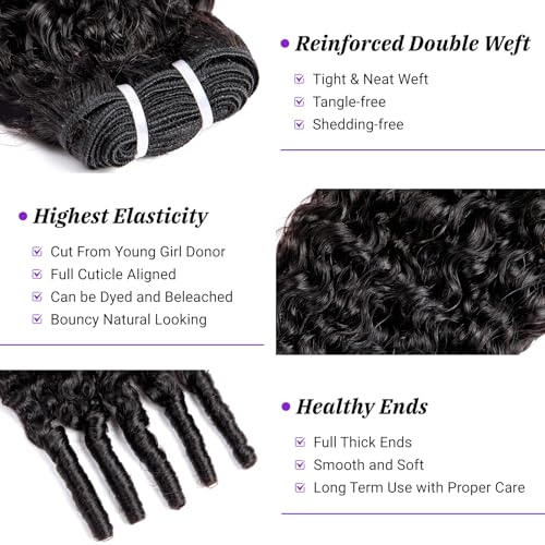 Burmese Curly Bundles Human Hair 3C4A Spiral End Quick Water Wave Human Hair Bundles Extensions 3Pcs for Women 18 20 22 inch Natural Black