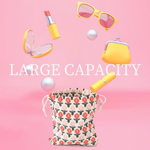VIOCIWUO Small Flower Makeup Bag 10Pcs, Mini Corduroy Drawstring Bag Portable Small Pocket Cosmetic Bag For Women Travel Storage Cosmetics Headphones Jewelry