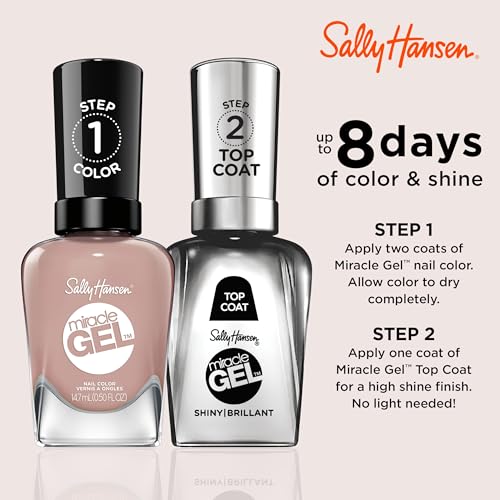 Sally Hansen Miracle Gel Salon Quality Nail Polish | Gel-Like Formula, Two-Step System, No UV Light Needed, Long Lasting | Opaque | 235 Love at First Flight | Muave Nude Nail Polish
