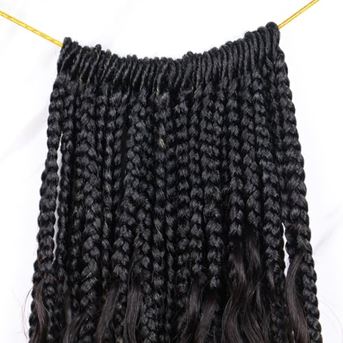 Crochet Boho Box Braids With Human Hair 1bT27# Honer Blonde Color Pre Looped Hair Goddess Box Braids With Human Hair Curly Full Ends Hair Extensions For Women 18inch 2 Pack(80 Strands)