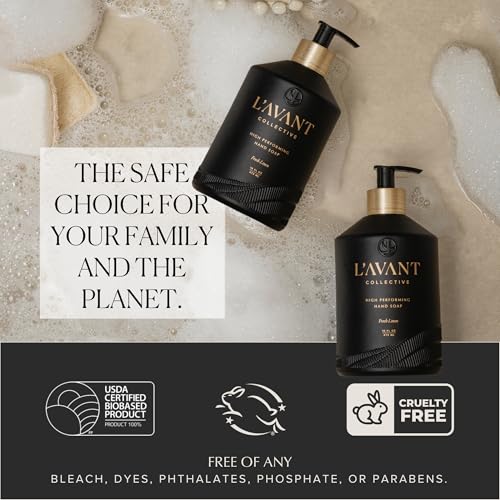 L'AVANT Collective High Performing Hand Soap | Luxurious Ingredients for Soft & Smooth Hands | Fresh Linen | Reusable Glass Bottle 16 Fl Oz