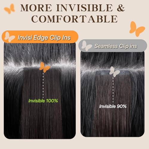Clip in Hair Extensions Long Straight, 100% Real Human Hair,No Tangle & Smooth,130g, 22 Inch#60 Platinum Blonde