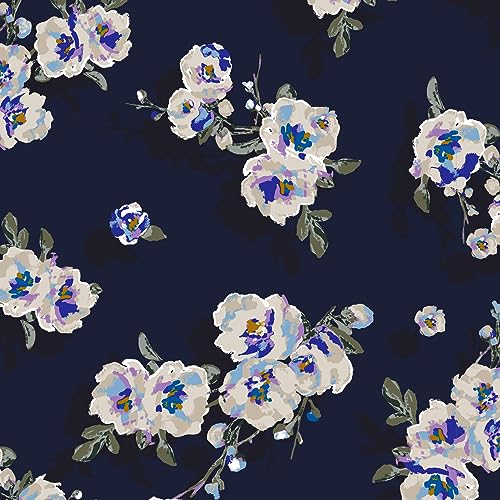Vera Bradley Performance Twill Medium Cosmetic Makeup Organizer Bag, Blooms and Branches Navy