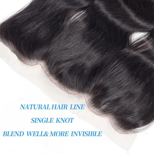 Body Wave Frontal 13 x 4 HD Transparent Lace Frontals With Bangs Baby Hair 100% Remy Human Hair Natural Color (13 x 4 Lace Frontal, 16 Inch)