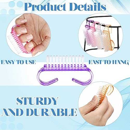 Bokon 400 Pcs Handle Grip Nail Brush Bulk Nail Scrub Brush Nail Brush for Toes and Nails Cleaner, Pedicure Scrubbing tool kit for Men and Women(Colorful)
