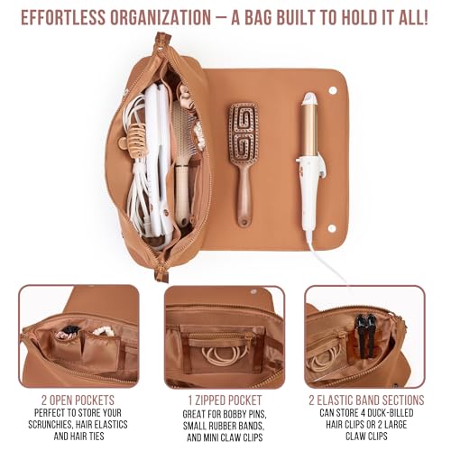BAREFOOT CARIBOU Hair Tools Travel Bag and Heat Resistant Mat for Flat Irons, Straighteners, Curling Iron, and Haircare Accessories, 2-in-1 design, with Interior Pockets, Portable Organizer