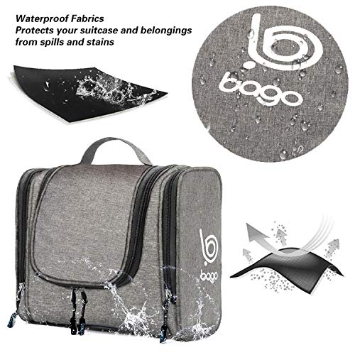 Bago Travel Toiletry Bag for Women and Men X-Large Waterproof Hanging Large Toiletry Bag for Bathroom and Travel Bag for Toiletries Organizer -Travel Makeup Bag (SnowGray)