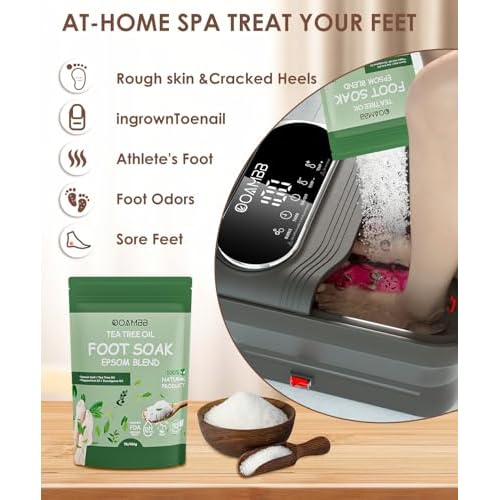 Collapsible Foot Spa with Heat, Bubble and Temp Control, Foot Bath Massager with XL Touch Screen and Massage Rollers, Foot Soaking Tub, Pedicure Foot spa for Stress Relief (Dark Grey +Green)