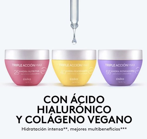 Esika Triple Acción Max Crema Facial Multibeneficios 55+ Con Calcio, Biofirm y Complejo Antioxidante 7.0 oz. (200)